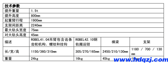 鋼軌搬運裝置技術(shù)參數(shù)