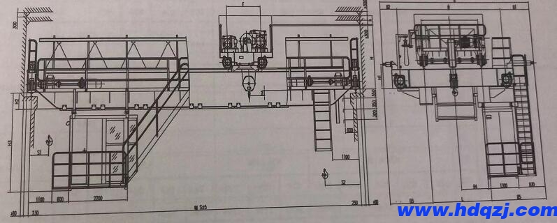 QDY型吊鉤橋式鑄造起重機結構技術參數圖