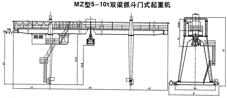 MZ型雙梁抓斗門式起重機圖紙